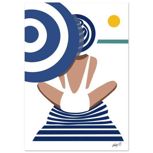 Ett stilrent digitalt konstverk inspirerat av hav och sommar. “Blue Shade” fångar lugnet i värmen – en art print med tidlös grafisk känsla.
