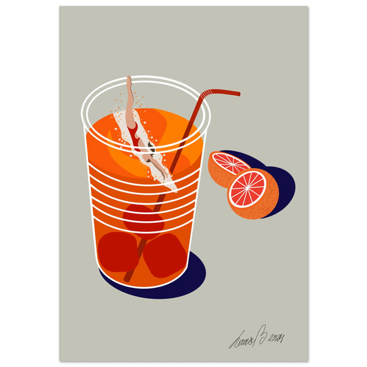 Ett färgstarkt och somrigt konstverk där lekfullhet möter elegans. “Summer Splash” sprider glädje och energi – digital konst i modern form.