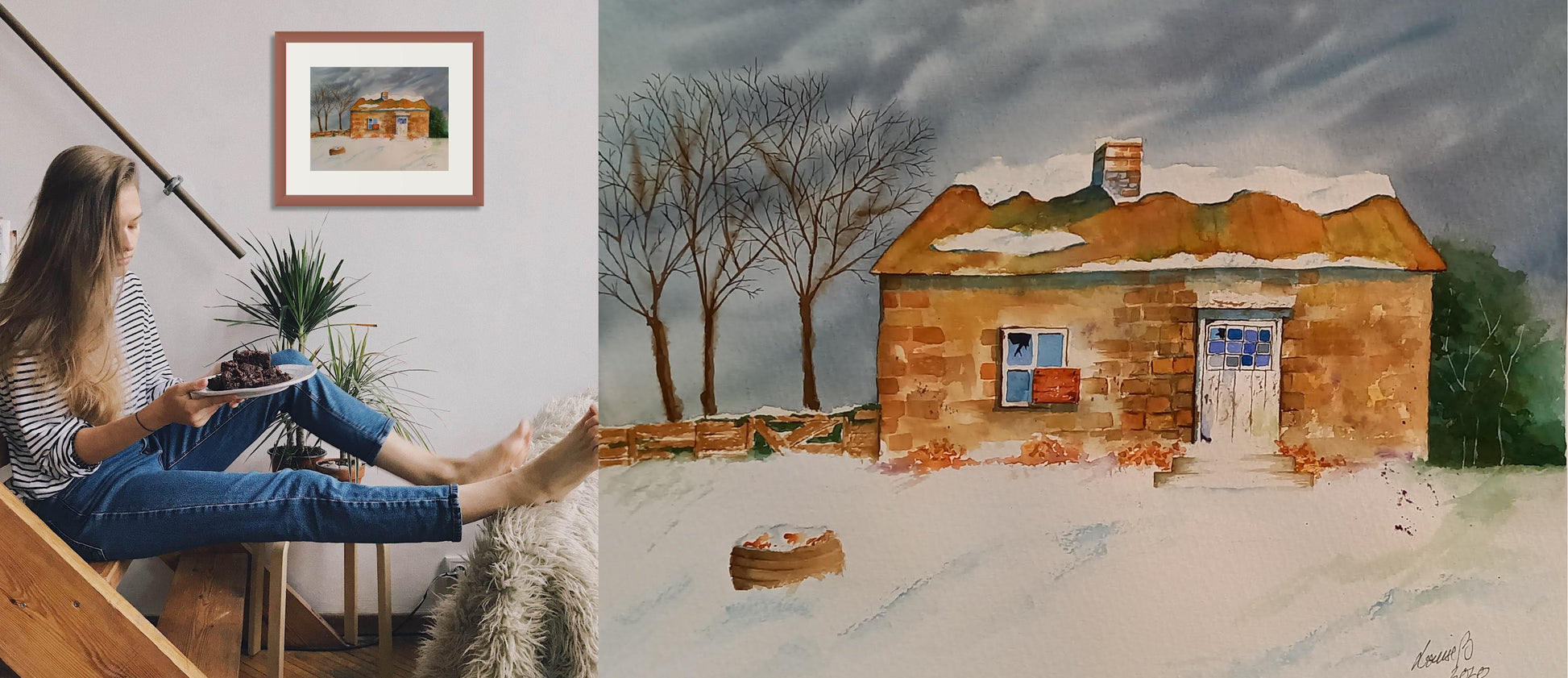 Hus på vintern - Paintings4you